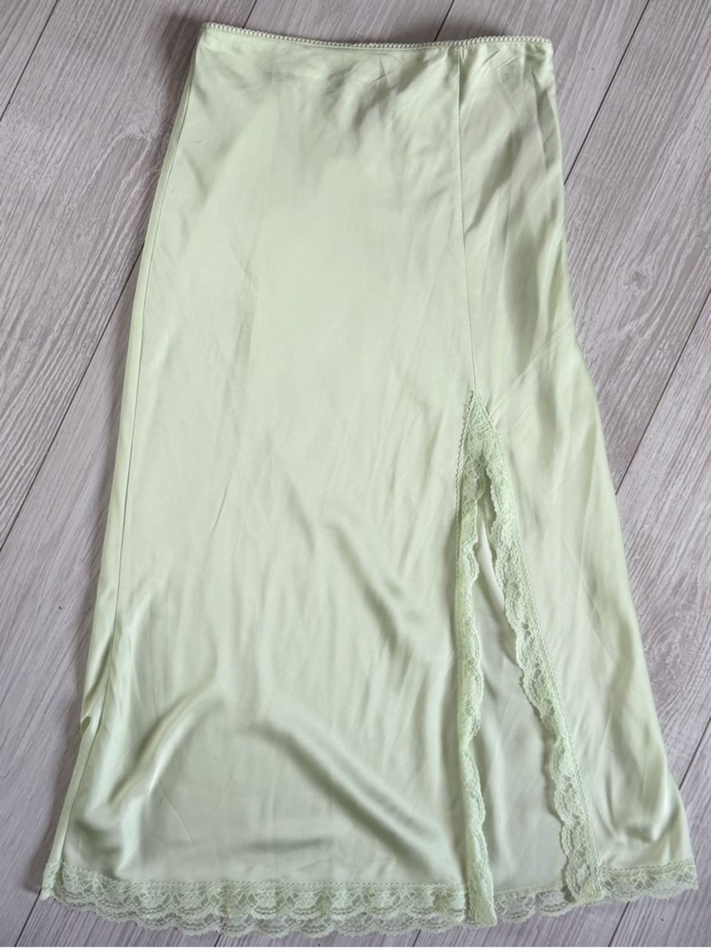 Divided Pale Mint Lace-Trim Slip Dress
